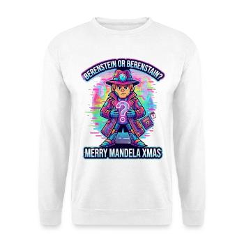 Mandela Xmas Neon Detective - Unisex Pullover - Weiß - Vorne - Alina (178cm) & Michal (187cm)