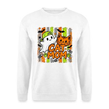 Cute Halloween Cat Mom Spooky Ghost - Unisex Pullover - Weiß - Vorne - Alina (178cm) & Michal (187cm)