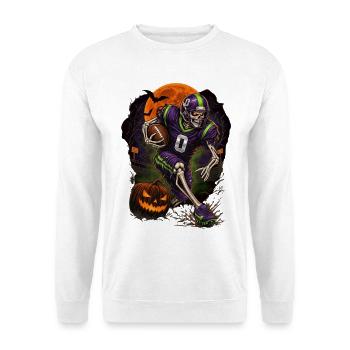 Skeleton Foot Halloween Lila American Football - Unisex Pullover - Weiß - Vorne - Alina (178cm) & Michal (187cm)