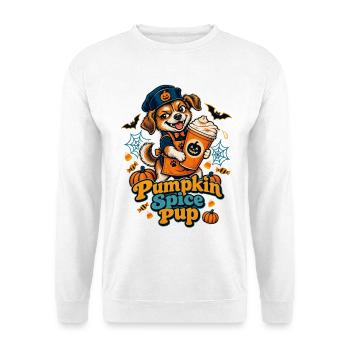 Halloween Pumpkin Spice Pup Hundefan Herbst - Unisex Pullover - Weiß - Vorne - Alina (178cm) & Michal (187cm)
