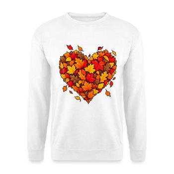 Herz aus Herbstlaub - Unisex Pullover - Weiß - Vorne - Alina (178cm) & Michal (187cm)