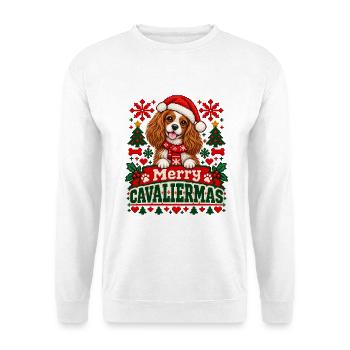 Cavalier King Charles Spaniel - Weihnachten - Unisex Pullover - Weiß - Vorne - Alina (178cm) & Michal (187cm)