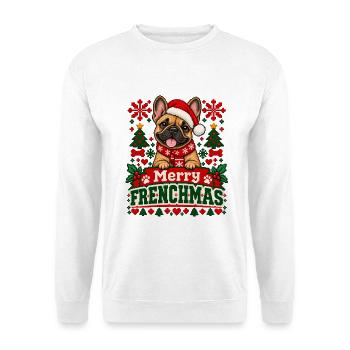 Französische Bulldogge - Weihnachten - Unisex Pullover - Weiß - Vorne - Alina (178cm) & Michal (187cm)