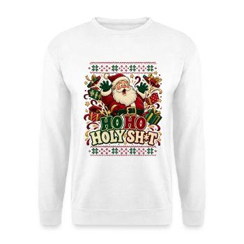 Ho Ho Holy Sh*t Christmas Design - Unisex Pullover - Weiß - Vorne - Alina (178cm) & Michal (187cm)
