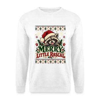 Merry Little Rascal Raccoon Design - Unisex Pullover - Weiß - Vorne - Alina (178cm) & Michal (187cm)