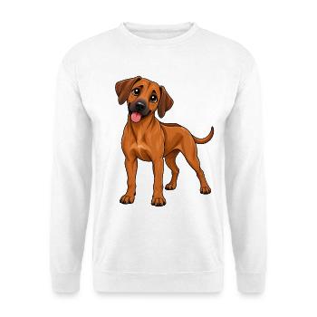 Rhodesian Ridgeback im Kawaii Style - Unisex Pullover - Weiß - Vorne - Alina (178cm) & Michal (187cm)