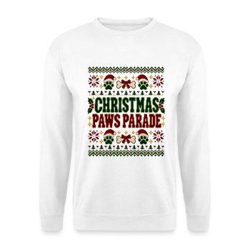 Christmas Paws Parade Pattern - Unisex Pullover - Weiß - Vorne - Alina (178cm) & Michal (187cm)