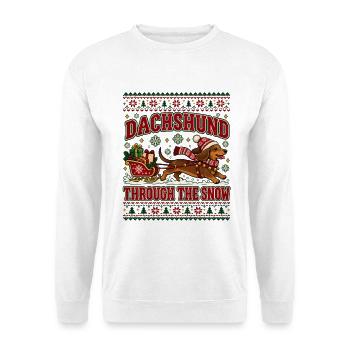 Dachshund Through The Snow Design - Unisex Pullover - Weiß - Vorne - Alina (178cm) & Michal (187cm)