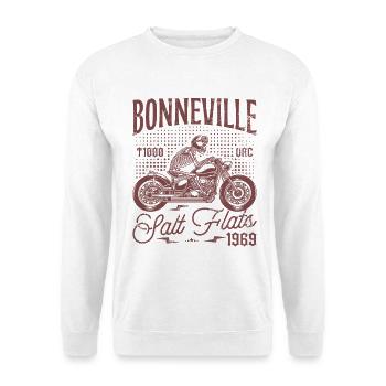 Bonneville Salt Flats Motorrad - Unisex Pullover - Weiß - Vorne - Alina (178cm) & Michal (187cm)