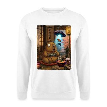 Lustiges Capybara Japan Gaming Wasserschwein Gamer - Unisex Pullover - Weiß - Vorne - Alina (178cm) & Michal (187cm)