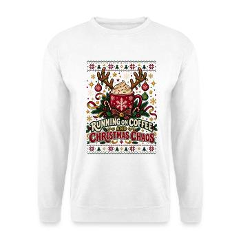 Running On Coffee And Chaos - Unisex Pullover - Weiß - Vorne - Alina (178cm) & Michal (187cm)