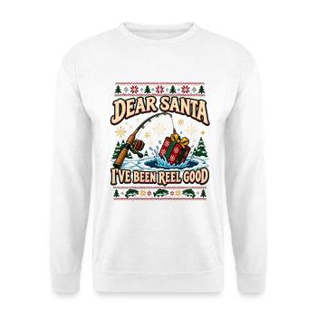 Dear Santa I've Been Reel Good - Unisex Pullover - Weiß - Vorne - Alina (178cm) & Michal (187cm)