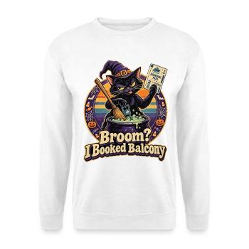 Halloween Kreuzfahrt Hexenkatze Balkonwitz - Unisex Pullover - Weiß - Vorne - Alina (178cm) & Michal (187cm)