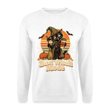 Halloween Dad Witch Mode Katze - Unisex Pullover - Weiß - Vorne - Alina (178cm) & Michal (187cm)