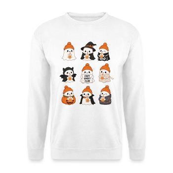 Cozy Ghost Club Halloween Geister Spooky Season - Unisex Pullover - Weiß - Vorne - Alina (178cm) & Michal (187cm)