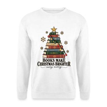 Books Make Christmas Brighter – Bücherliebe - Unisex Pullover - Weiß - Vorne - Alina (178cm) & Michal (187cm)