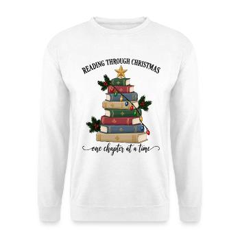 Reading Through Christmas – Bücherweihnacht - Unisex Pullover - Weiß - Vorne - Alina (178cm) & Michal (187cm)