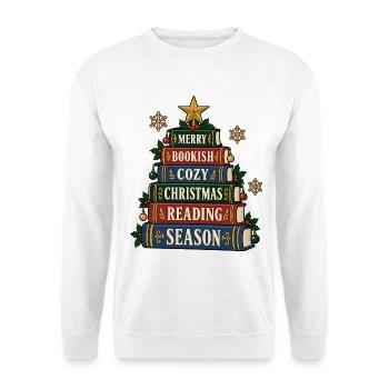 Merry Bookish Cozy Christmas Reading Season - Unisex Pullover - Weiß - Vorne - Alina (178cm) & Michal (187cm)