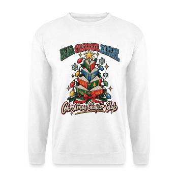 Read Celebrate Repeat – Christmas Chapter Club - Unisex Pullover - Weiß - Vorne - Alina (178cm) & Michal (187cm)