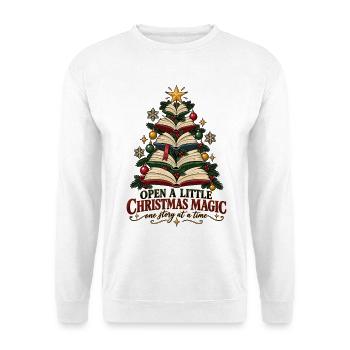 Open a Little Christmas Magic – Bücherweihnacht - Unisex Pullover - Weiß - Vorne - Alina (178cm) & Michal (187cm)