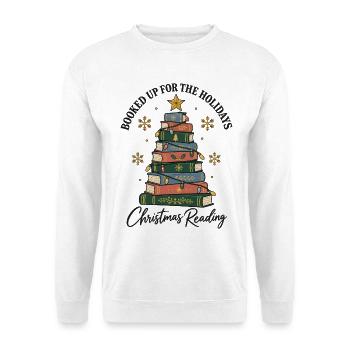 Booked Up for the Holidays – Weihnachtslesen - Unisex Pullover - Weiß - Vorne - Alina (178cm) & Michal (187cm)