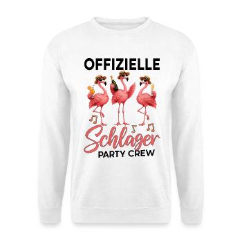  Offizielle Schlager Party Crew Malle Mallorca - Unisex Pullover - Weiß - Vorne - Alina (178cm) & Michal (187cm)