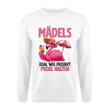  Mädels Pegel Halten Flamingo Mädelsabend Sommer - Unisex Pullover - Weiß - Vorne - Alina (178cm) & Michal (187cm)