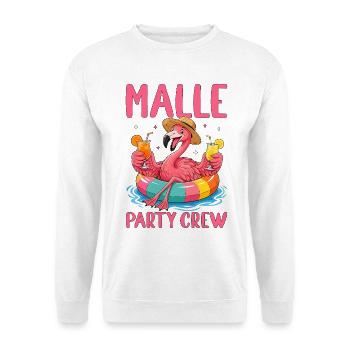  Malle Party Crew Flamingo Mallorca Sommer Pool - Unisex Pullover - Weiß - Vorne - Alina (178cm) & Michal (187cm)
