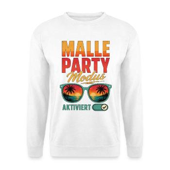 Malle Party Modus Aktiviert Mallorca Urlaub - Unisex Pullover - Weiß - Vorne - Alina (178cm) & Michal (187cm)