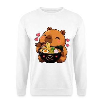 Süßes Kawaii Capybara Ramen Anime Ästhetik - Unisex Pullover - Weiß - Vorne - Alina (178cm) & Michal (187cm)