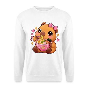 Süßes Kawaii Capybara Ramen Anime Ästhetik - Unisex Pullover - Weiß - Vorne - Alina (178cm) & Michal (187cm)