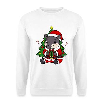 Süßes Kawaii Tapir Weihnachtsbaum-Weihnachtsbaumgeschenk - Unisex Pullover - Weiß - Vorne - Alina (178cm) & Michal (187cm)