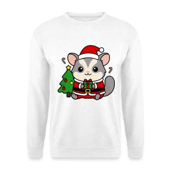 Niedlicher Kawaii-Zuckerglider Weihnachtsbaum - Unisex Pullover - Weiß - Vorne - Alina (178cm) & Michal (187cm)