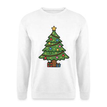 Festlicher Weihnachtsbaum mit Weihnachtsgeschenken - Unisex Pullover - Weiß - Vorne - Alina (178cm) & Michal (187cm)