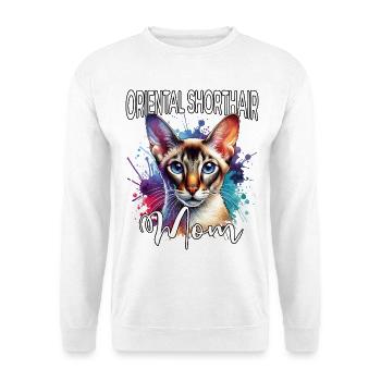 Orientalisch Kurzhaar Mama - Unisex Pullover - Weiß - Vorne - Alina (178cm) & Michal (187cm)