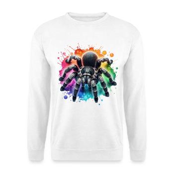 Schwarze Vogelspinne Motiv - Unisex Pullover - Weiß - Vorne - Alina (178cm) & Michal (187cm)