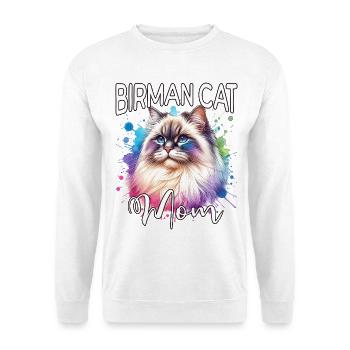 Birma Katze Mama - Unisex Pullover - Weiß - Vorne - Alina (178cm) & Michal (187cm)