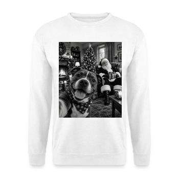 American Staffordshire Terrier Hund Weihnachten - Unisex Pullover - Weiß - Vorne - Alina (178cm) & Michal (187cm)
