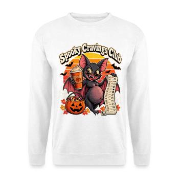 Halloween Vampirfledermaus Spooky Cravings Crew - Unisex Pullover - Weiß - Vorne - Alina (178cm) & Michal (187cm)