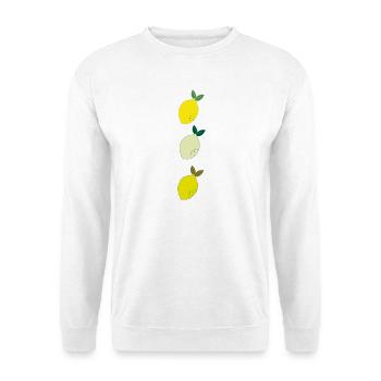 Drei Zitronen Handillustration - Unisex Pullover - Weiß - Vorne - Alina (178cm) & Michal (187cm)