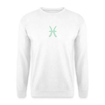 Fische-Tierkreiszeichen Pastellgrün - Unisex Pullover - Weiß - Vorne - Alina (178cm) & Michal (187cm)