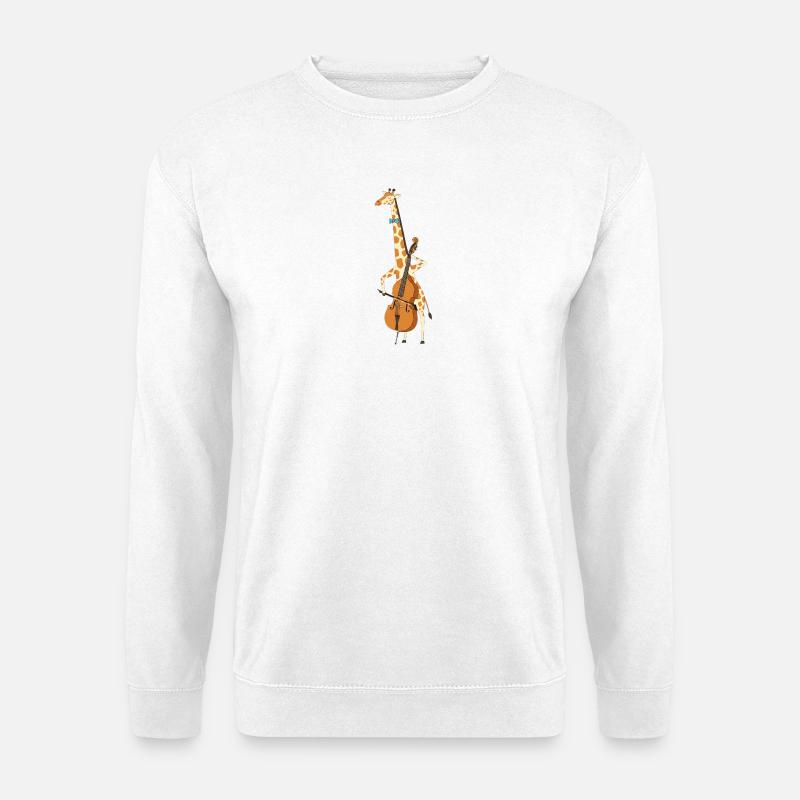 Giraffenmusiker mit Cello - Unisex Pullover - Weiß