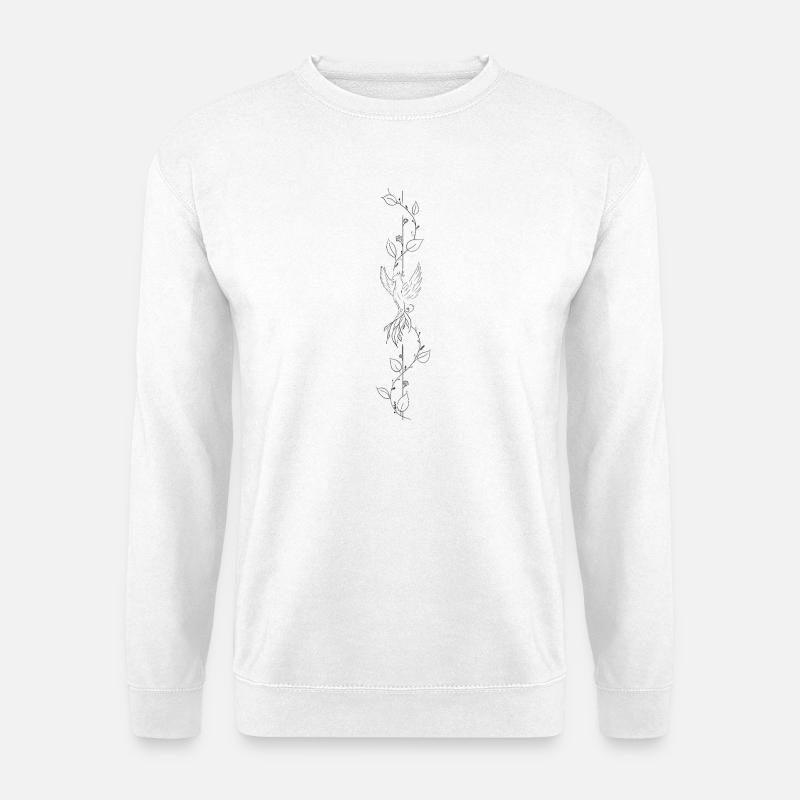 Phönix & Efeu - Symmetrische Ranke | Minimal Line  - Unisex Pullover - Weiß