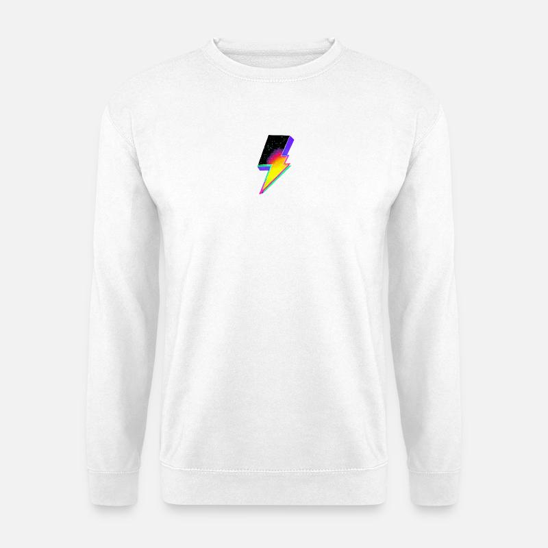 Neon Rainbow Lightning Emblem - Unisex Sweatshirt - white