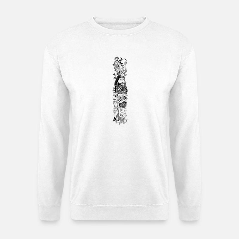 Sleeve design – Jesus ethnic style black - Unisex Sweatshirt - white