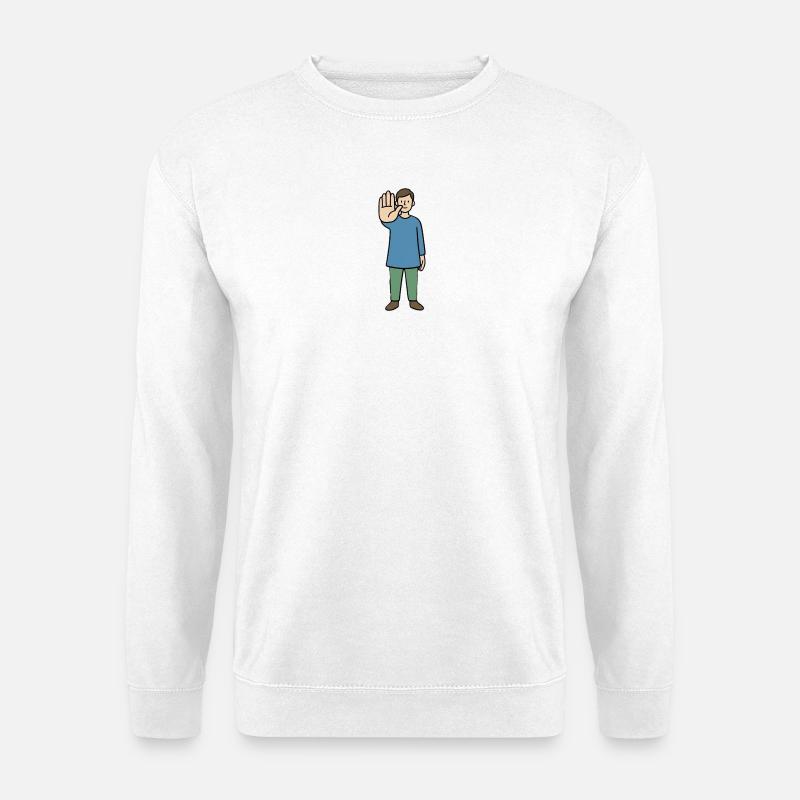 Stop Geste Cartoonfigur - Unisex Pullover - Weiß