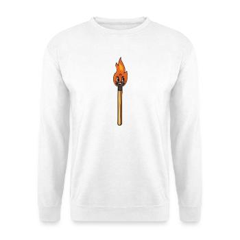 Mascotte de feu en allumette de dessins animés vintage allumés - Sweat-shirt Unisexe - blanc - Devant