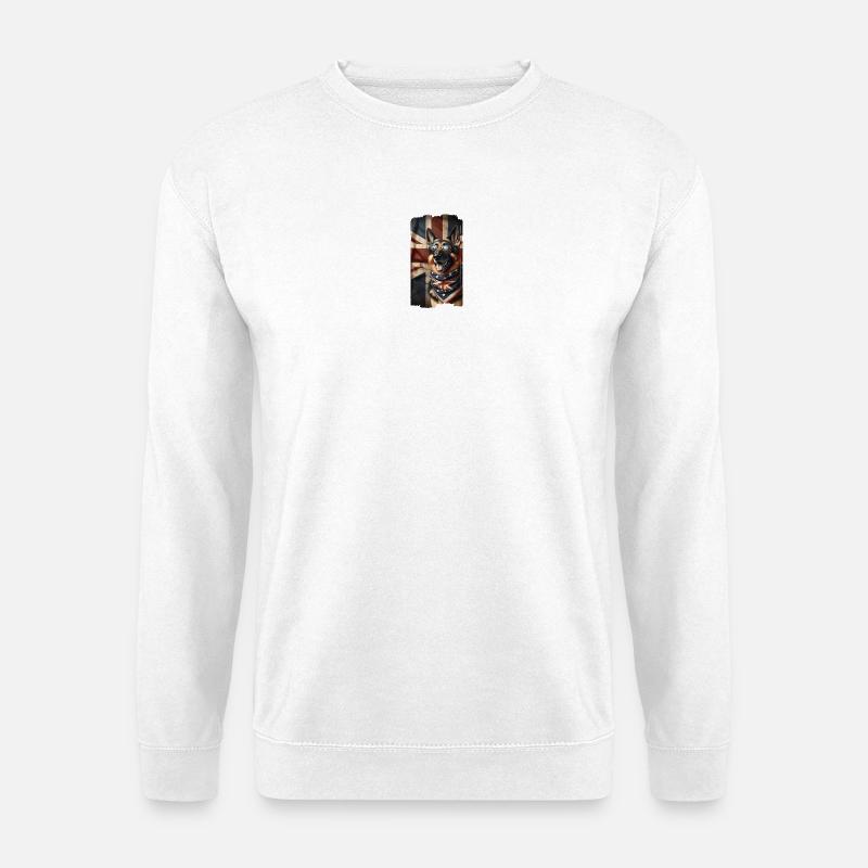 Schäferhund mit Großbritannien Flagge - Unisex Pullover - Weiß