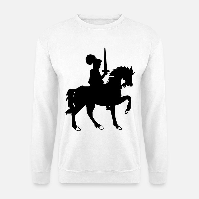 Ritter mit Schwert und Pferd - Unisex Pullover - Weiß