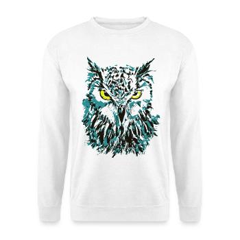 Hibou dessin - Hibou bleu avec des yeux brillants - Sweat-shirt Unisexe - blanc - Devant